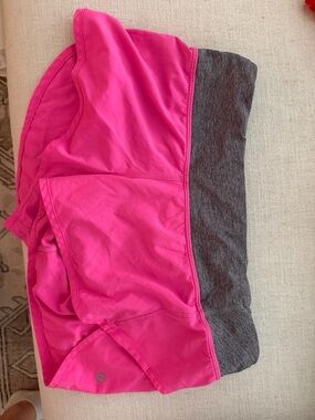 Lululemon Pink Athletic Shorts with Grey Waistband